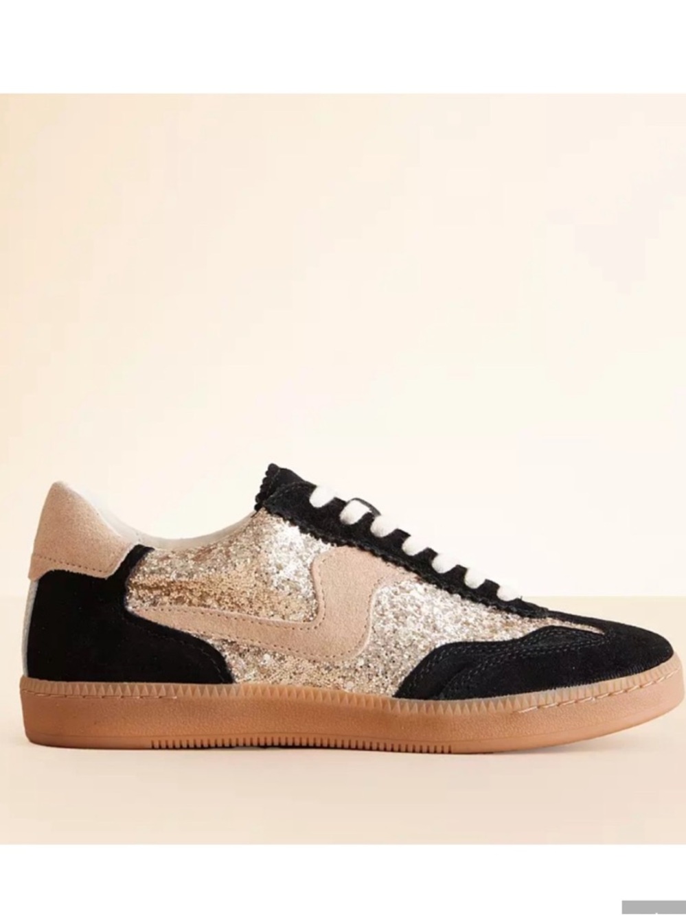 Dolce Vita Notice Leather Glam Glitter Sneaker Black Gold
Size 7.5
